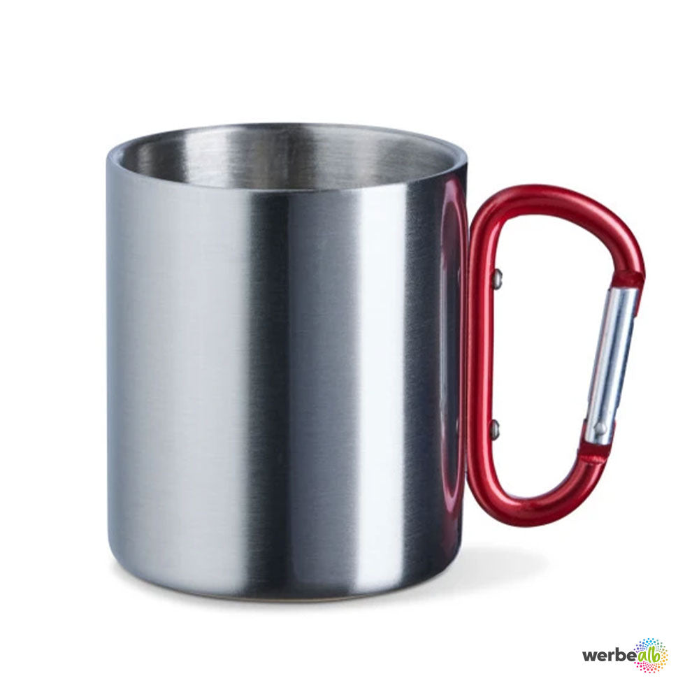 Edelstahltasse mit Karabinerhenkel