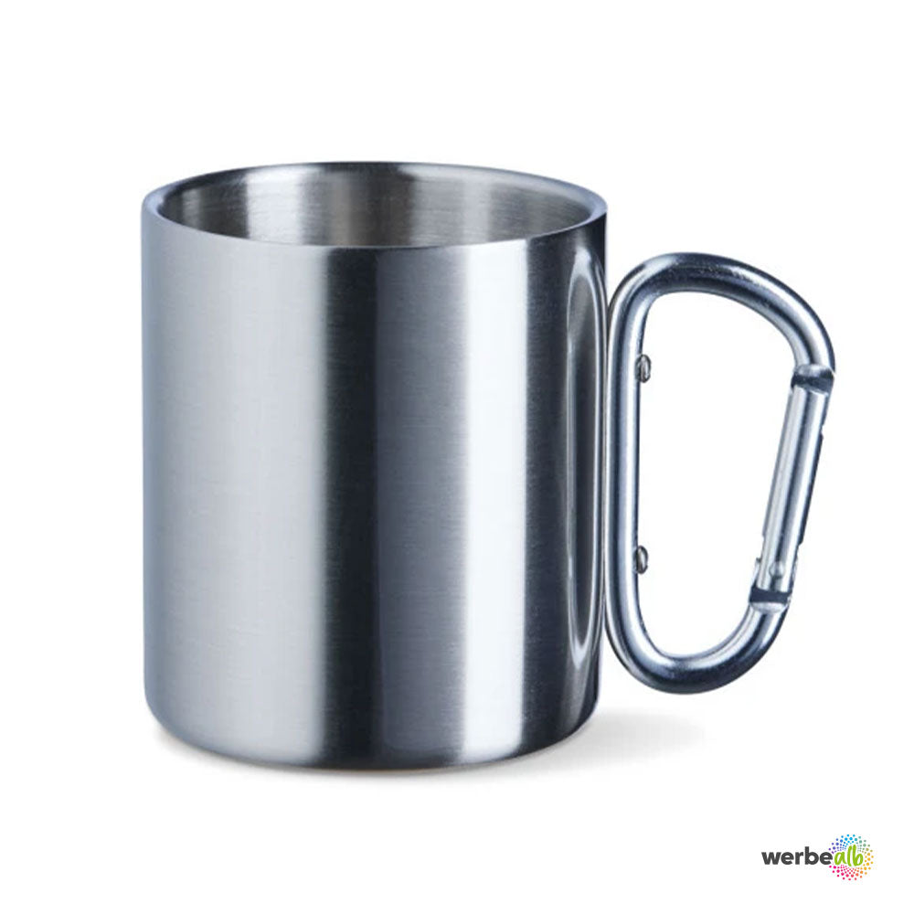 Edelstahltasse mit Karabinerhenkel